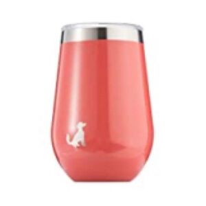 Goldendoodle Dog Wine Tumbler Stainless Steel Lid 12oz Coral NWT